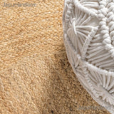 Hemp Jute Round Rug for Dining Table Braided Round Rug for Entry Door