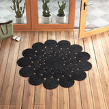 Hemp Jute Round Scandinavian Rug 8' for Living Room Black Jute Round Rug 5'