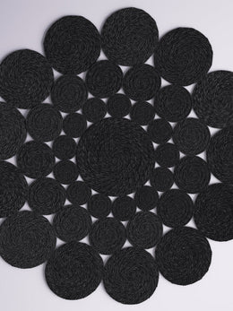 Hemp Jute Round Scandinavian Rug 8' for Living Room Black Jute Round Rug 5'