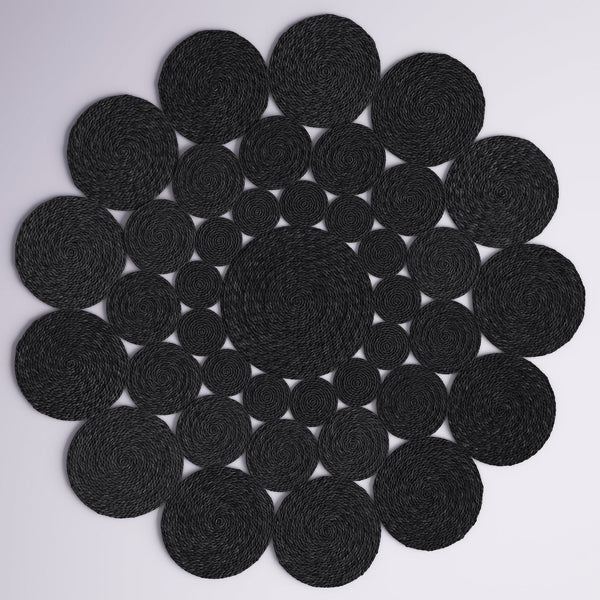 Hemp Jute Round Scandinavian Rug 8' for Living Room Black Jute Round Rug 5'