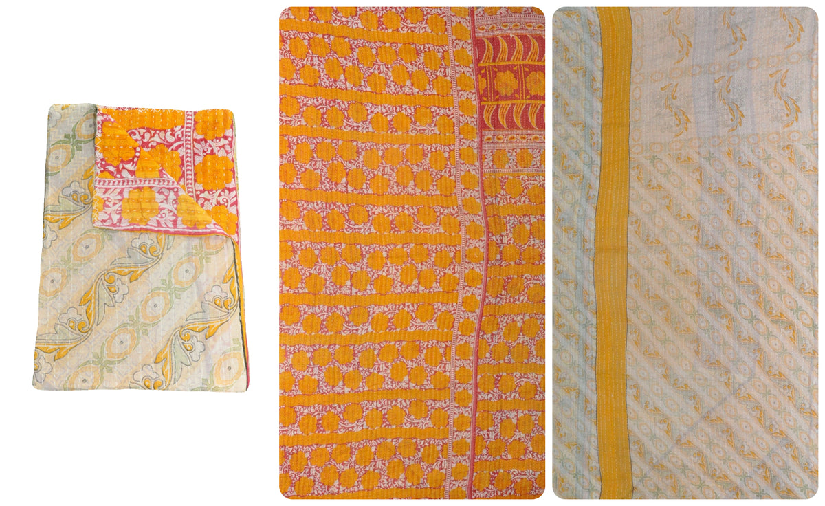 applique cotton kantha blanket