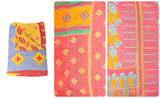Geometric pattern vintage sari kantha quilt
