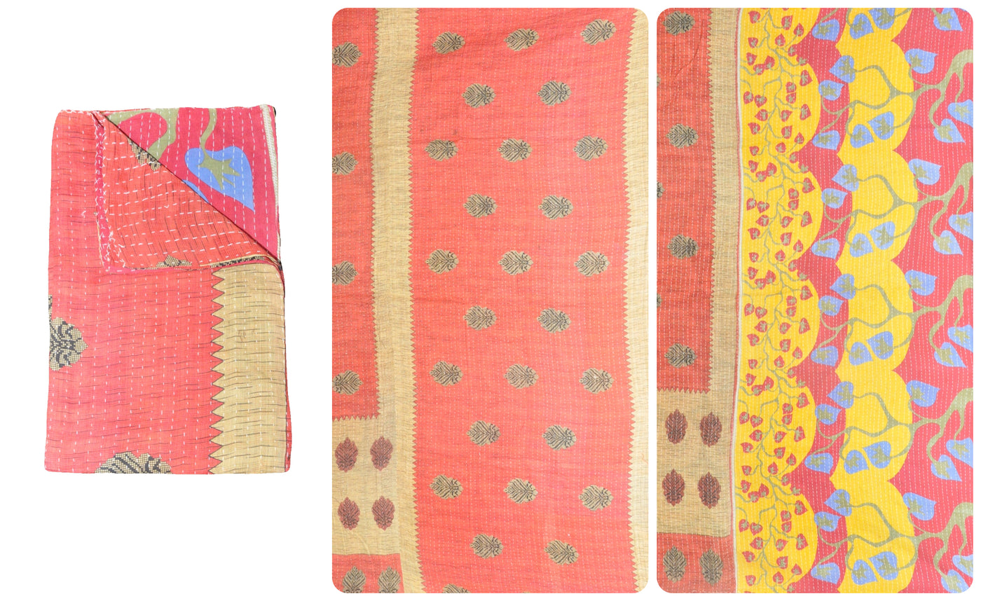 floral pattern paisley kantha blanket