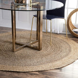 Jute Area Rug Handwoven Round Rugs for Farmhouse, Bedroom, Kitchen, Living Room