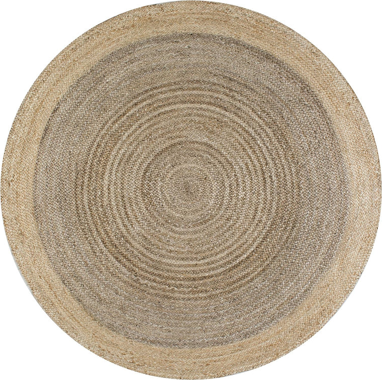 Jute Area Rug Handwoven Round Rugs for Farmhouse, Bedroom, Kitchen, Living Room