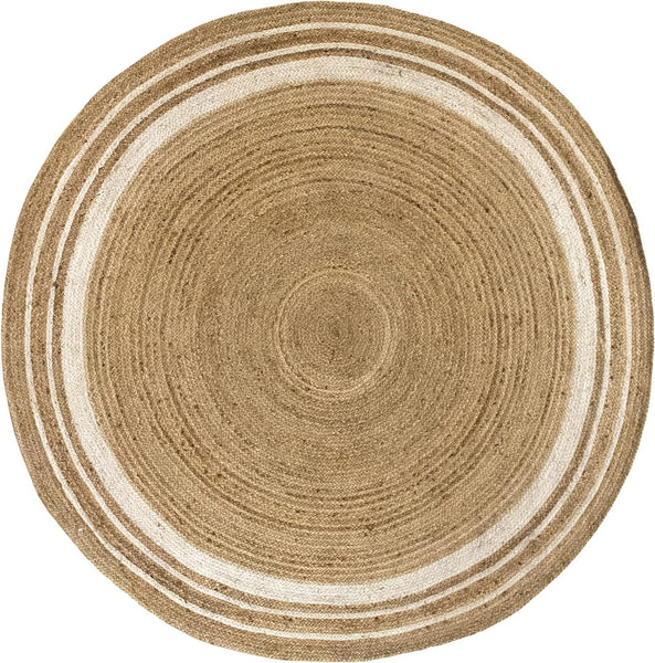 Jute Braided Area Rug Round Boho Area Rug for Living Room, Bedroom, Farmhouse 