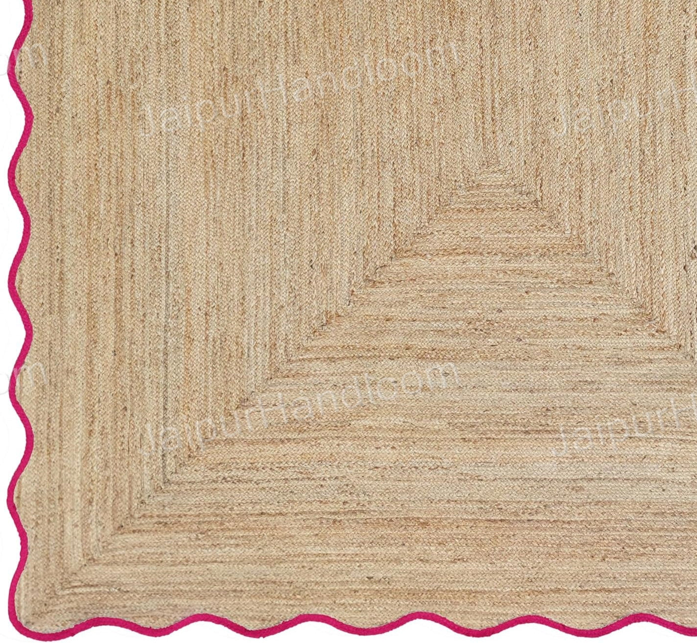 Jute Carpet 8X10 Feet Wavy Scalloped Rug Custom Size Rugs Scalloped Doormats