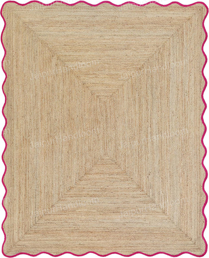 Jute Carpet 8X10 Feet Wavy Scalloped Rug Custom Size Rugs Scalloped Doormats