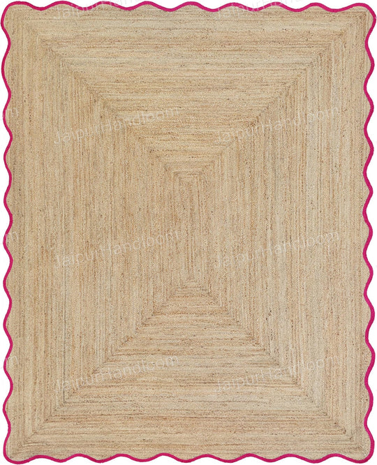 Jute Carpet 8X10 Feet Wavy Scalloped Rug Custom Size Rugs Scalloped Doormats