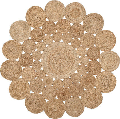 Jute Natural Round Rug , Braided Jute Round Area Rug For Farmhouse