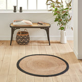 Jute Round Area Rug | Natural Jute Rug Round Braided Farmhouse Reversible Rugs