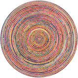 Jute Round Geometric Area Rug Multi chindi round rug Rag Rug