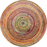 Jute Round Geometric Area Rug Multi chindi round rug Rag Rug