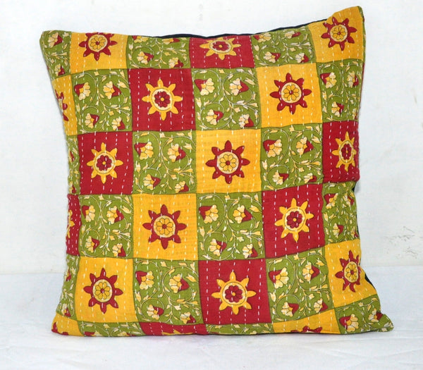 24" vintage kantha throw pillow indian handmade sofa cushion covers - LO-19