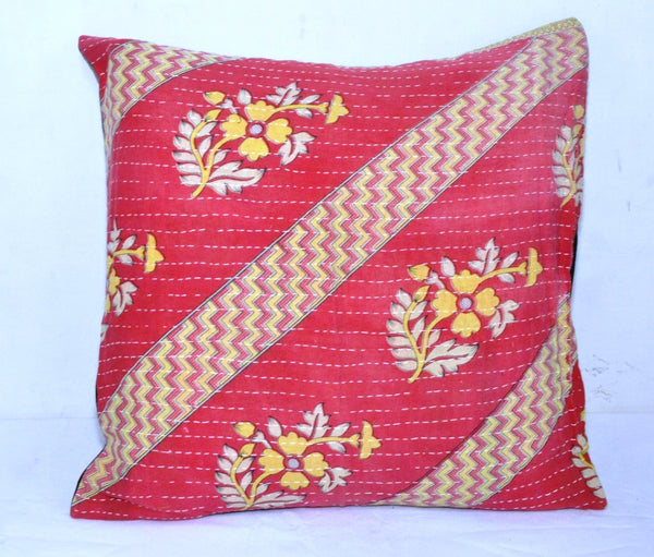 24" designer cushion and pillow covers for sofa indian kantha throw pillows - LO-20