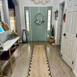 Low Pile Jute Runner for Hallway, Entryway / Braided Jute Scallop Runner for Kitchen