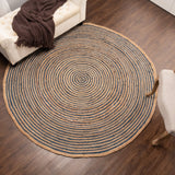 Mandala Pattern Round Jute Rug Braided Seagrass Round Rug Carpet