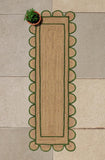 Mint Green Scalloped Jute Runner for Hallway, Entryway Hemp Scalloped Rug 8'x10'