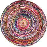 Natural Fiber Cotton Round Multi chindi Area Rug Round Rag Rug