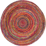 Natural Fiber Cotton Round Multi chindi Area Rug Round Rag Rug