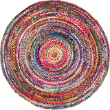 Natural Fiber Cotton Round Multi chindi Area Rug Round Rag Rug