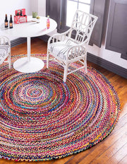 Natural Fiber Cotton Round Multi chindi Area Rug Round Rag Rug