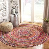 Natural Fiber Cotton Round Multi chindi Area Rug Round Rag Rug