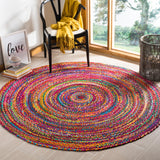 Natural Fiber Cotton Round Multi chindi Area Rug Round Rag Rug