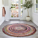 Natural Fiber Cotton Round Multi chindi Area Rug Round Rag Rug