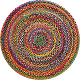 Natural Fiber Cotton Round Multi chindi Area Rug Round Rag Rug