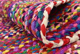 Natural Fiber Cotton Round Multi chindi Area Rug Round Rag Rug