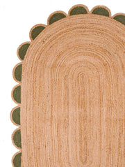 Natural Fiber Oval Area Rug 8'x10' Oval Scalloped Rug Jute Scallop Rug 5'x7'