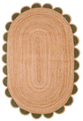 Natural Fiber Oval Area Rug 8'x10' Oval Scalloped Rug Jute Scallop Rug 5'x7'