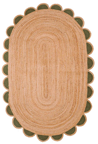 Natural Fiber Oval Area Rug 8'x10' Oval Scalloped Rug Jute Scallop Rug 5'x7'