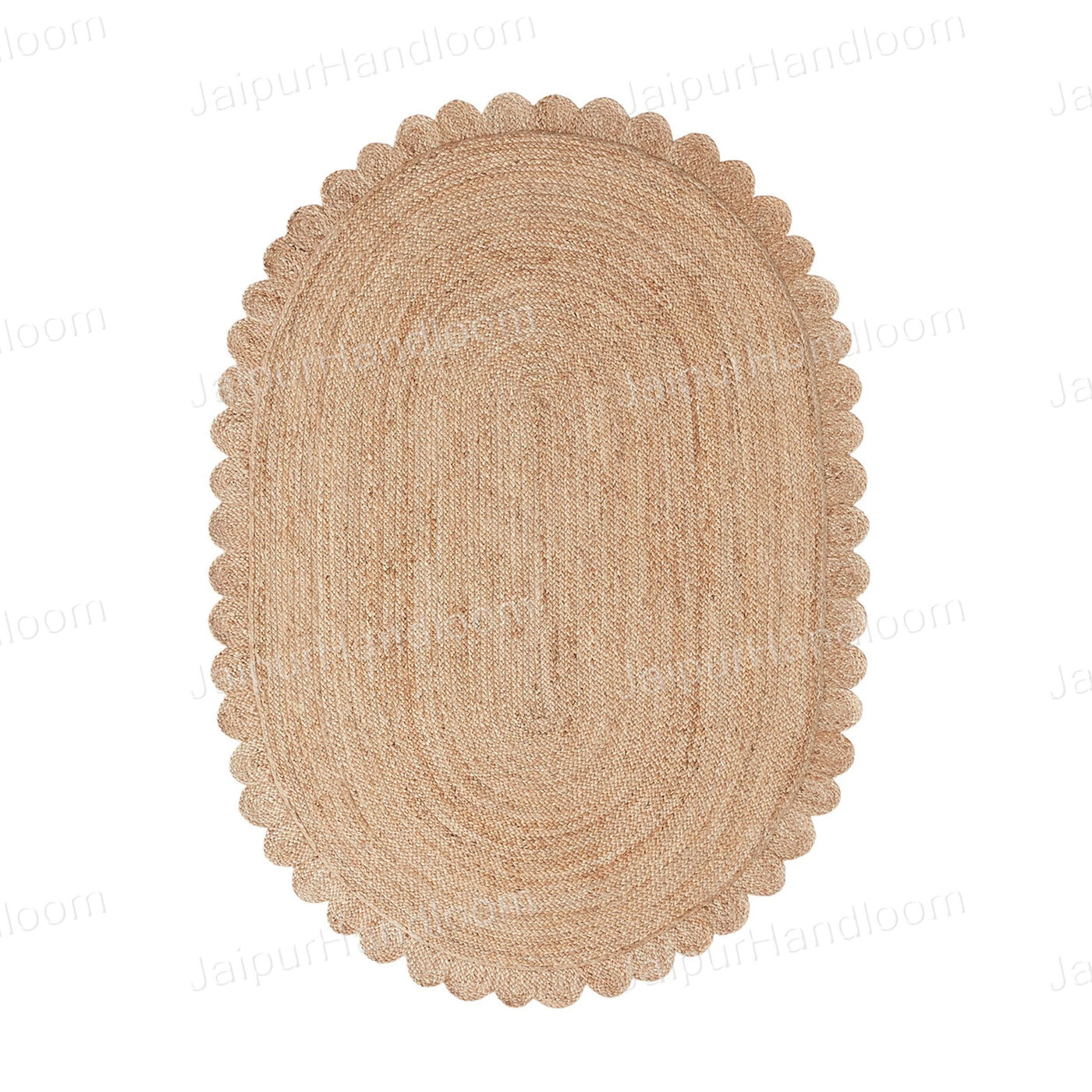 Natural Fiber Oval Rug 5'x8' Scalloped Jute Rug 6'x8' Oval Jute Doormat 2'x3'