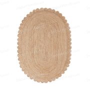 Natural Fiber Oval Rug 5'x8' Scalloped Jute Rug 6'x8' Oval Jute Doormat 2'x3'