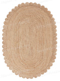 Natural Fiber Oval Rug 5'x8' Scalloped Jute Rug 6'x8' Oval Jute Doormat 2'x3'