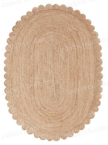 Natural Fiber Oval Rug 5'x8' Scalloped Jute Rug 6'x8' Oval Jute Doormat 2'x3'