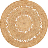 Natural Fiber Round Border Area Rug for living room, dining room