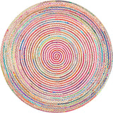 Natural Fiber Round Jute Area Rug, multicolor chindi round rug