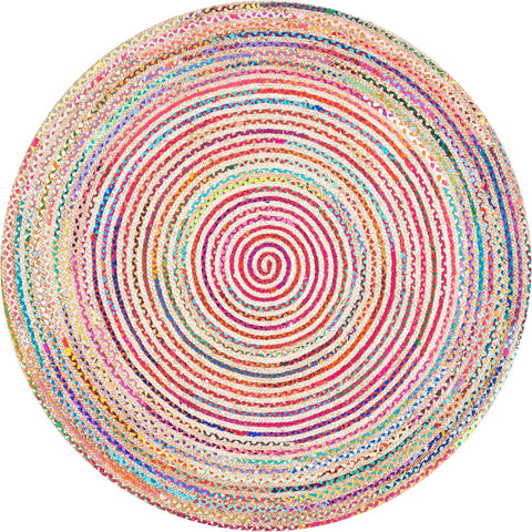 Natural Fiber Round Jute Area Rug, multicolor chindi round rug