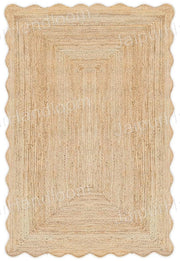 Natural Fiber Rug Scalloped Jute Rug Seagrass Area Carpet Bathroom Rugs