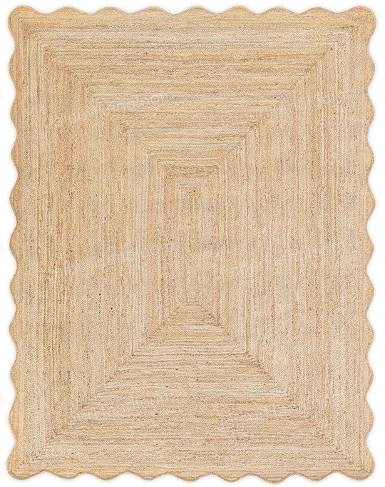 Natural Fiber Rug Scalloped Jute Rug Seagrass Area Carpet Bathroom Rugs