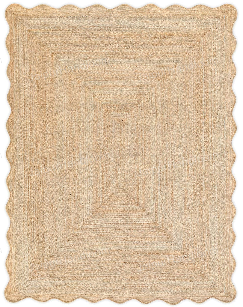 Natural Riber Rug Natural Fiber Rug Runner Scalloped Jute Rug Seagrass Area Carpet Bathr