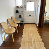 Natural Fiber Scallop Runner 2.6'x10' for Kitchen Scalloped Wavy Edge Runner for Hallway