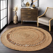 Natural Jute Round Rug 4'x4' for Entry Door Braided Jute Round Rug for Patio Area