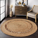 Natural Jute Round Rug 4'x4' for Entry Door Braided Jute Round Rug for Patio Area