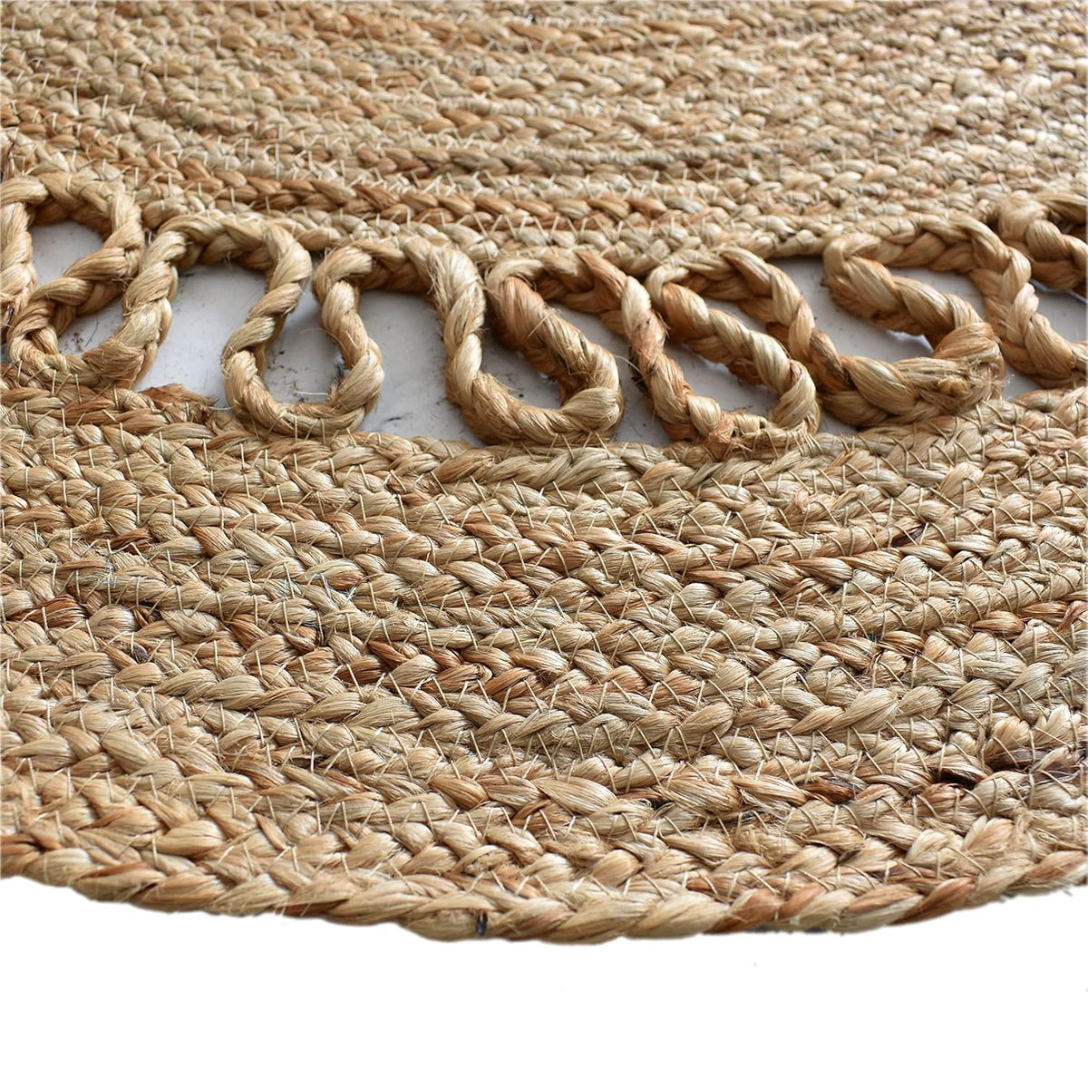 Natural Jute Round Rug 4'x4' for Entry Door Braided Jute Round Rug for Patio Area