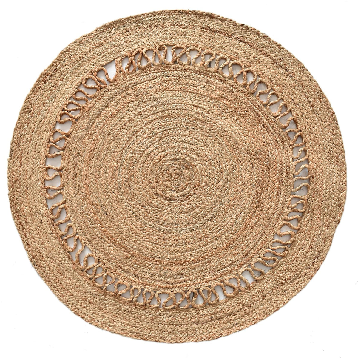 Natural Jute Round Rug 4'x4' for Entry Door Braided Jute Round Rug for Patio Area