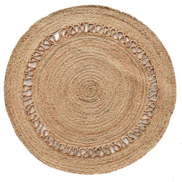 Natural Jute Round Rug 4'x4' for Entry Door Braided Jute Round Rug for Patio Area